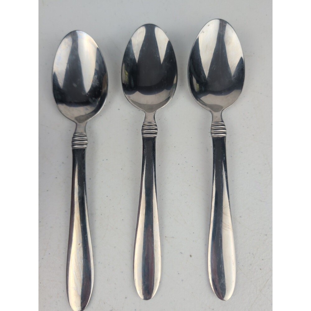 Oneida Banbury Stainless Flatware Lot Of 3 Large Serving Spoons 8.5" 3 Band